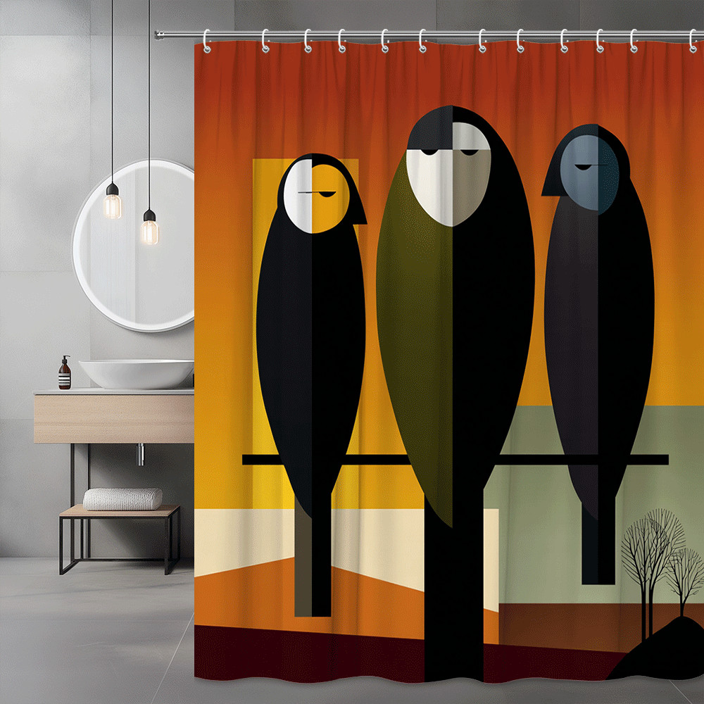 Abstract Bird Art Shower Curtain, Modern Graphic Print