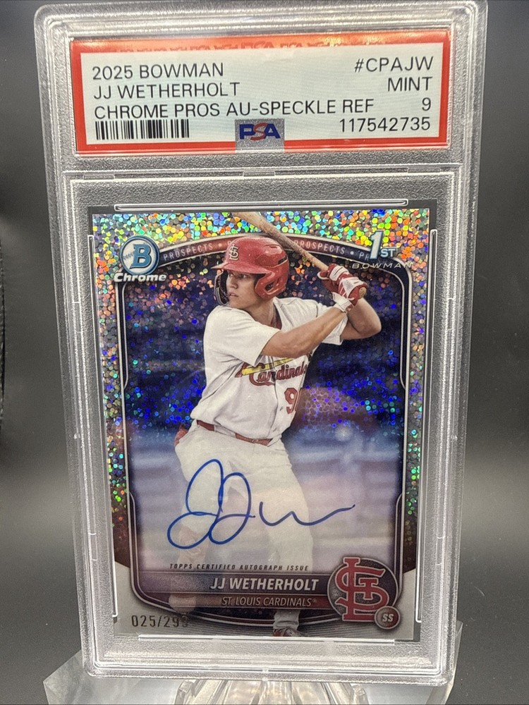 2025 Bowman Chrome 1st JJ Wetherholt Auto Speckle /299 PSA 9 Cardinals #CPA-JW