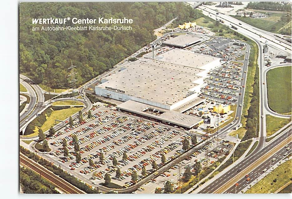 Postcard Aerial View Wertkauf Center in Karlsruhe Germany