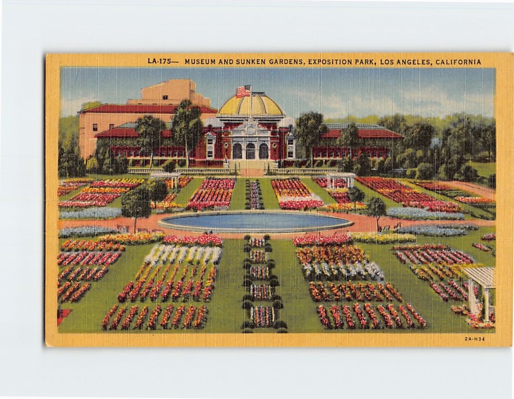 Postcard Museum And Sunken Gardens Exposition Park Los Angeles California USA