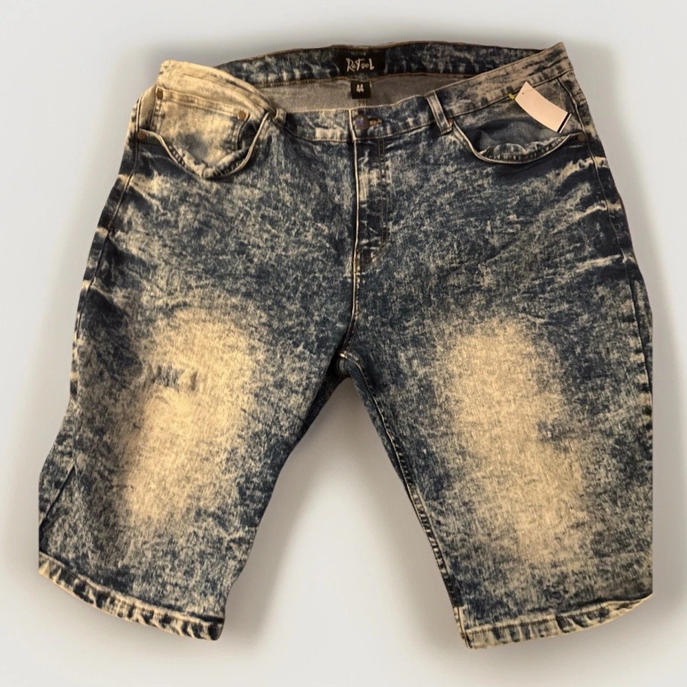 Refuel Men’s Denim Shorts Size 44 Acid Wash Long Bermuda Jean Shorts NWT