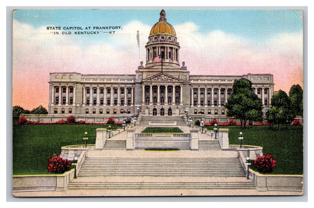 Frankfort KY State Capitol In Old Kentucky K7 Linen Postcard Posted 1941