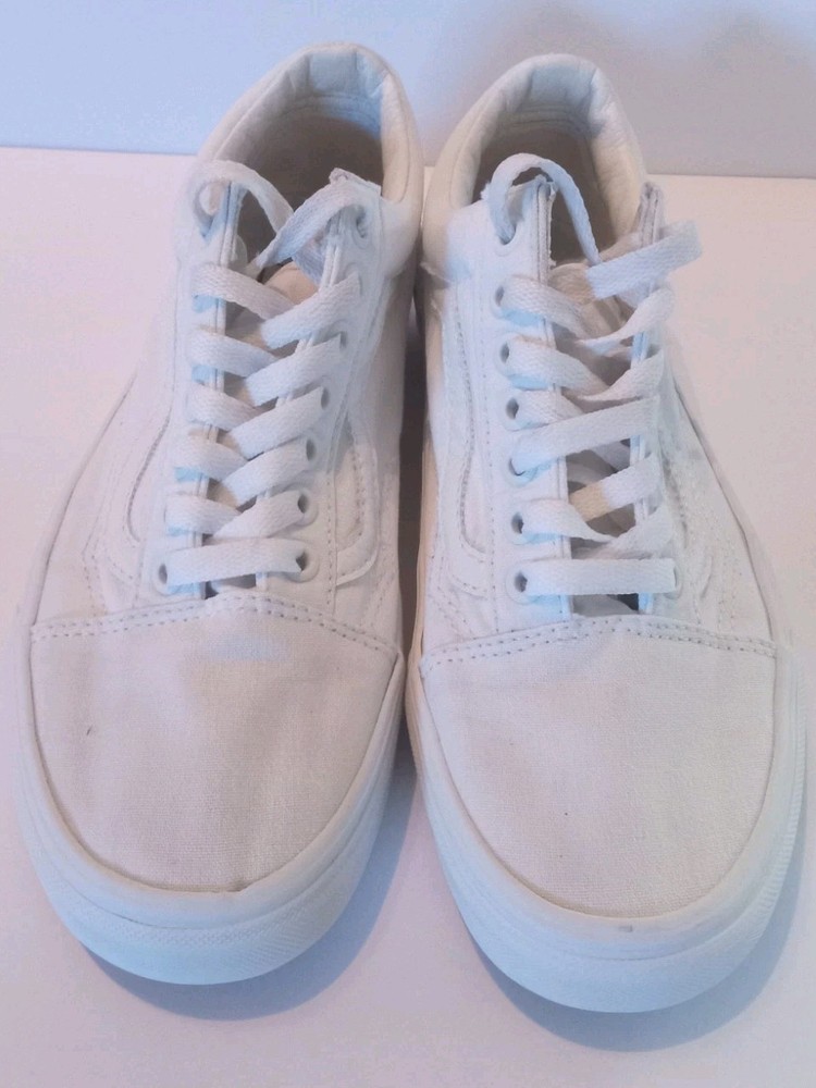 White Vans Old Skool Low-Top Canvas Skate Shoes Size 7 Men's Women's 8.5