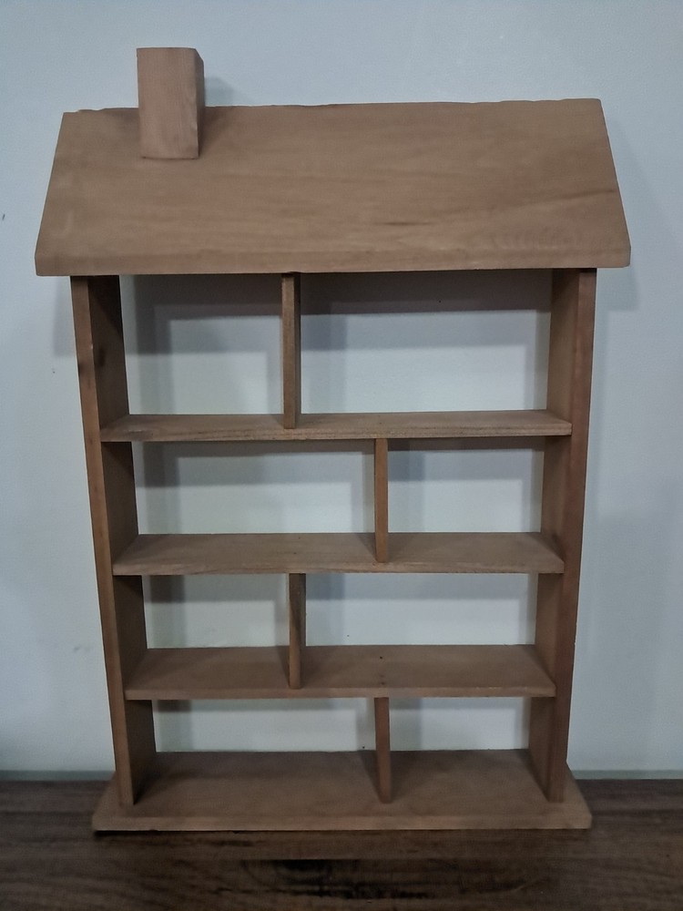Wooden Trinket Shelf House Shaped Knick Knack Display