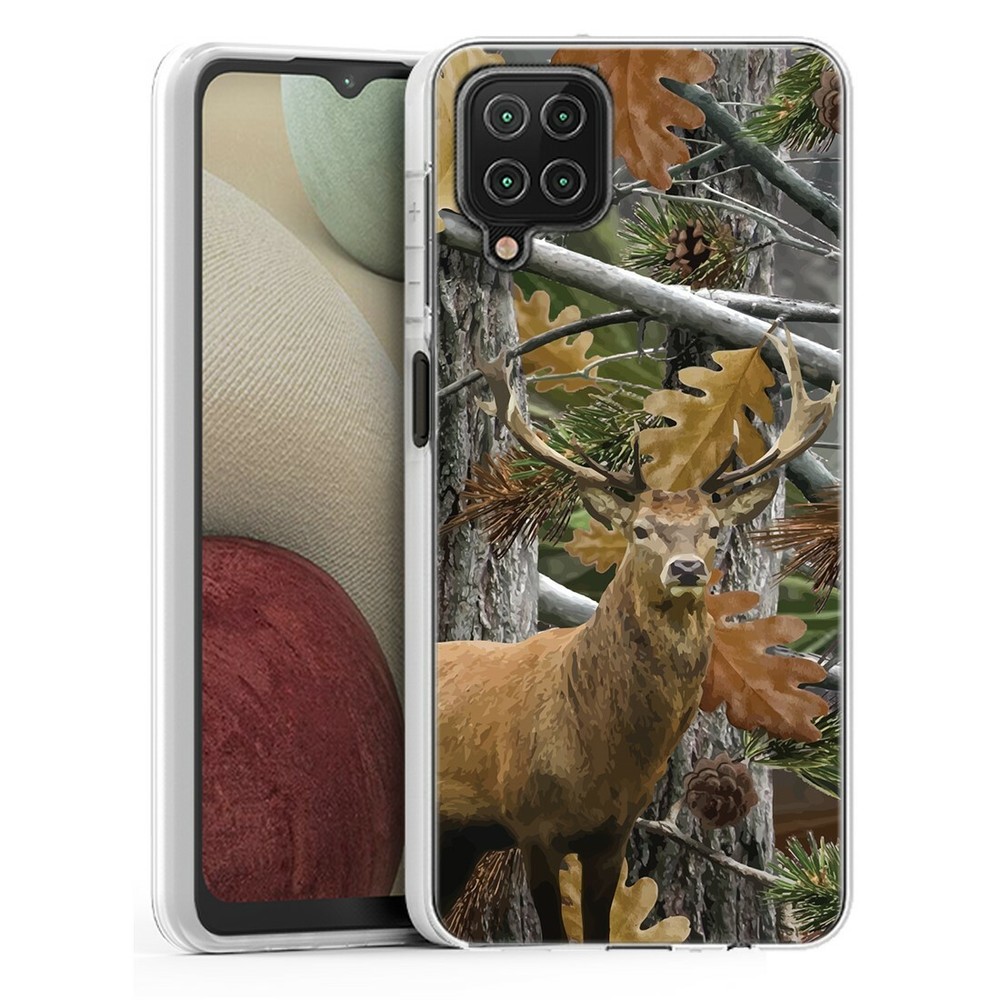 (Hunter Deer Camo)ShockProof TPU phone case cover(Clear)for Samsung Galaxy A12