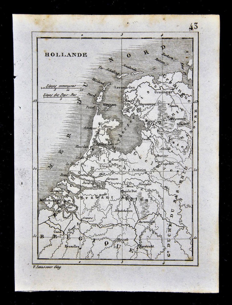 1835 Levasseur Map - Holland Belgium Utrecht Amsterdam Brussels Netherlands