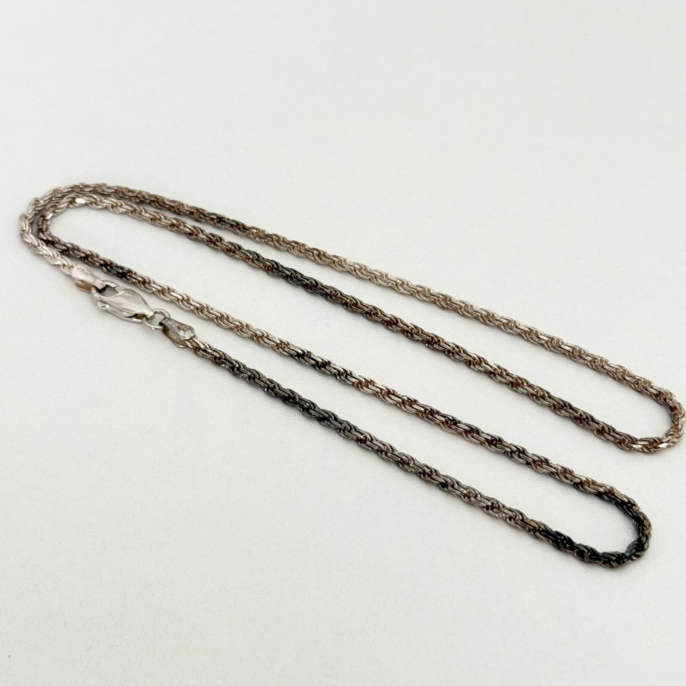 Vintage 925 Italy Sterling Silver Rope Chain Link Necklace 18