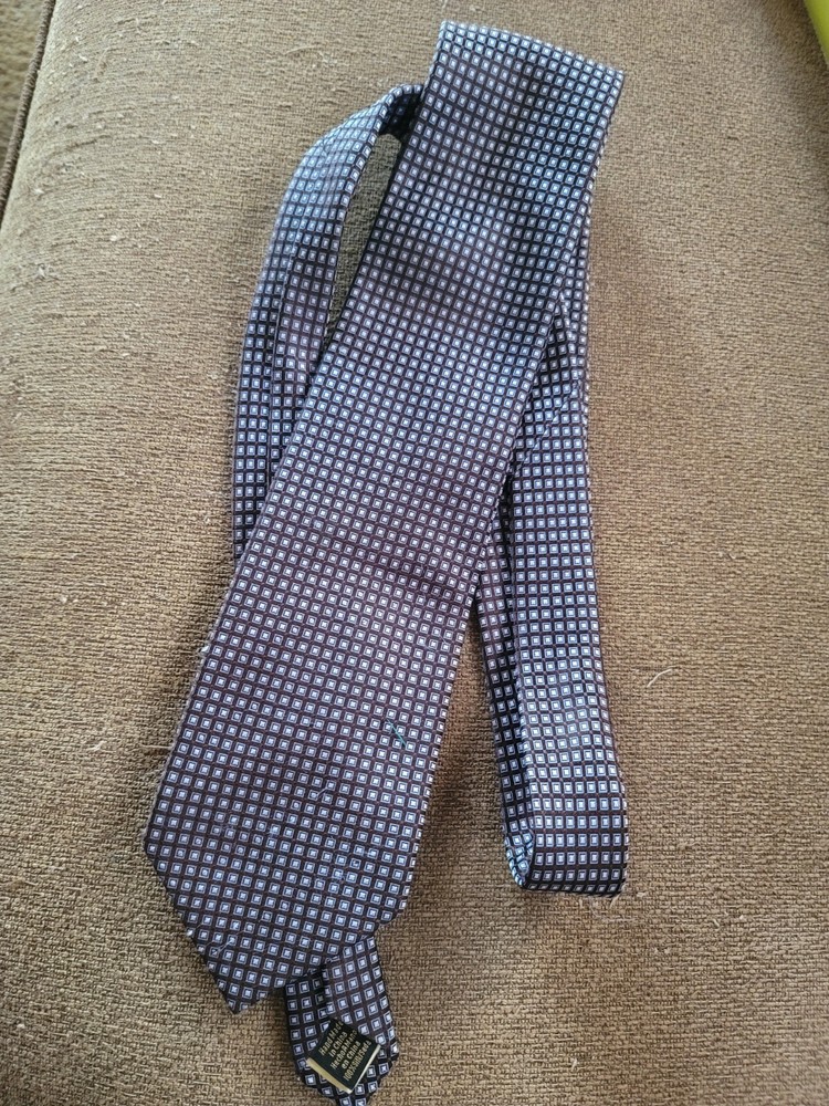 Donald Trump Signature Silk Tie Brown Blue Checkered Design