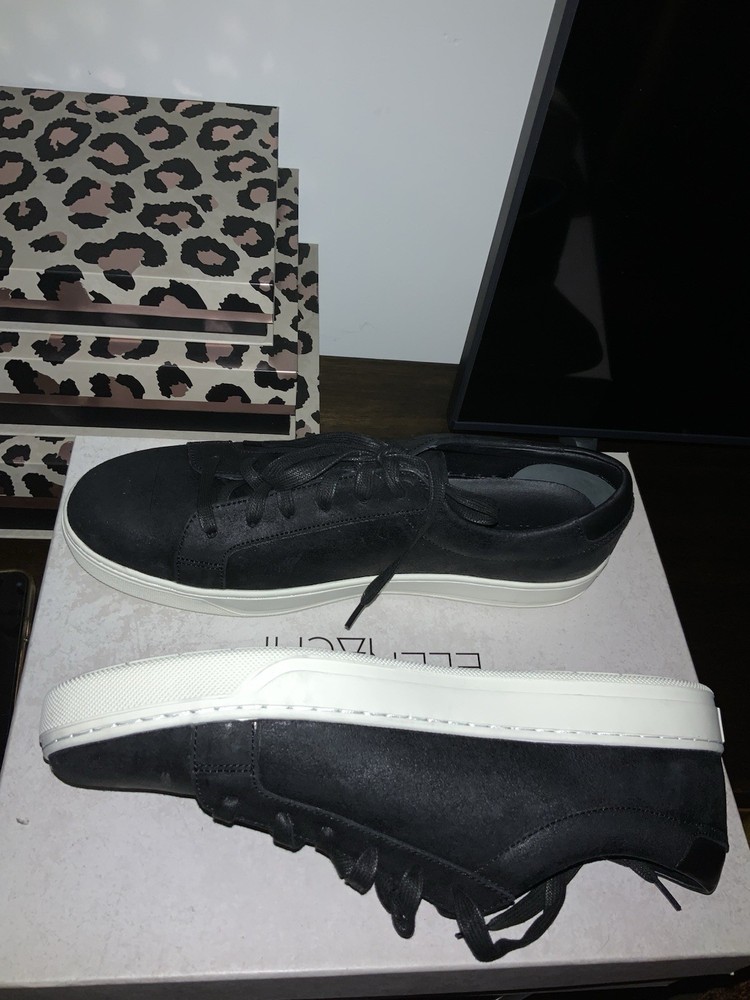 Vince Men’s Black Leather Low Top Sneakers Lace Up Casual Shoes Size 11