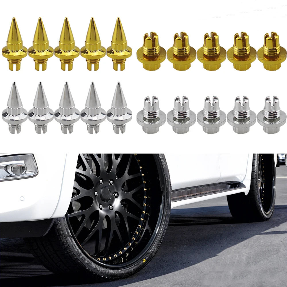 25Pcs Car Wheel Rims Rivets Spike Nuts Cap Lip Screw Bolt Tires Parts Universal