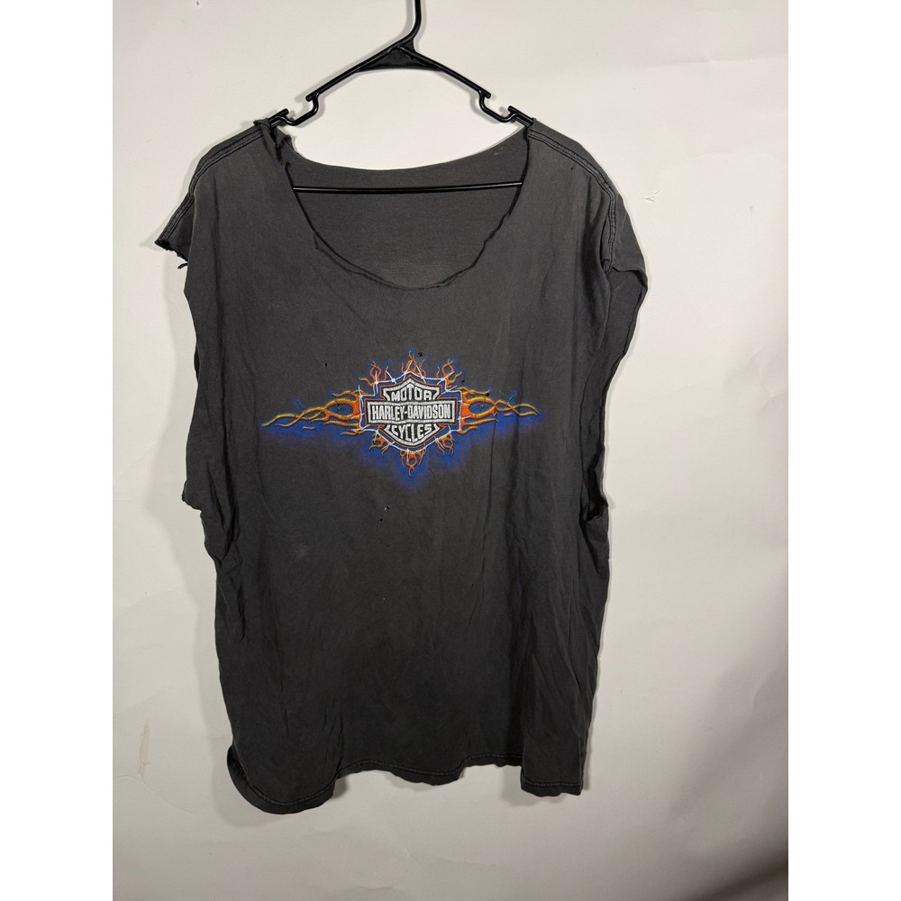 Vintage Harley Davidson Texas Thunder Sleeveless T-Shirt Distressed Black Mens L