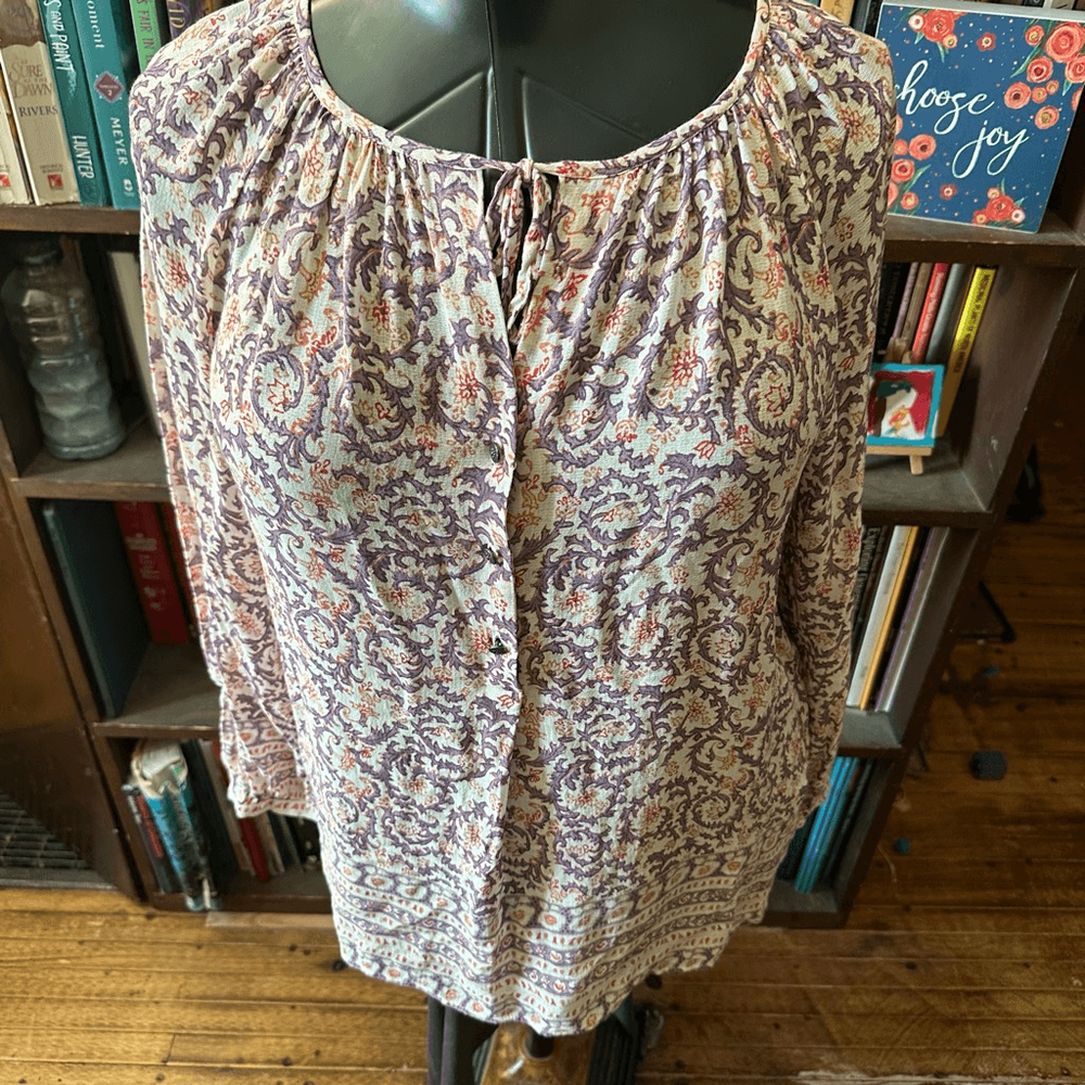 Lucky Brand floral boho cottagecore blouse with M sizing