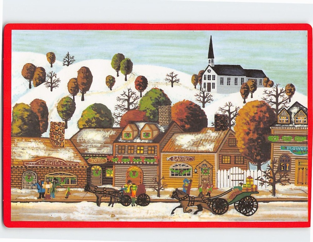 Postcard Greeting Card with Village/Town Church Scenery Art Print
