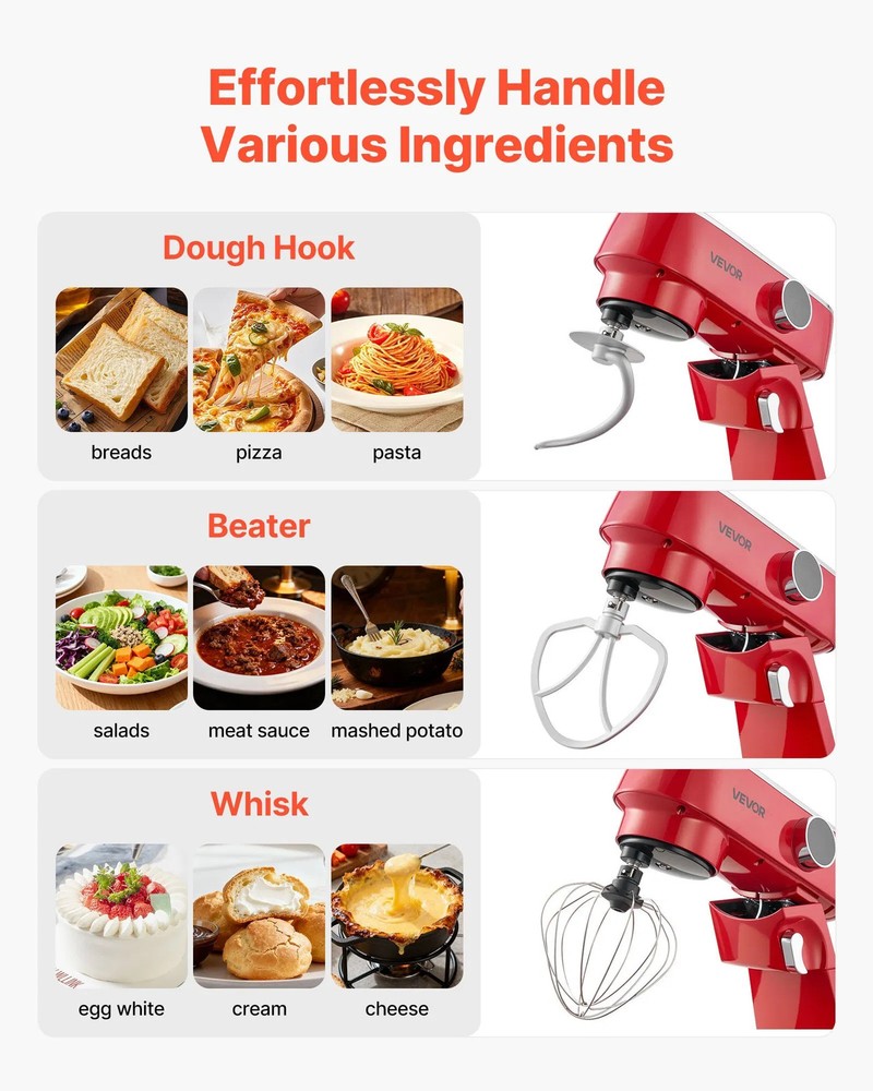 Stand Mixer, 7.8 QT Electric Kitchen Mixer, 800W Dough-Mixer, 10 Speeds Tilt-he