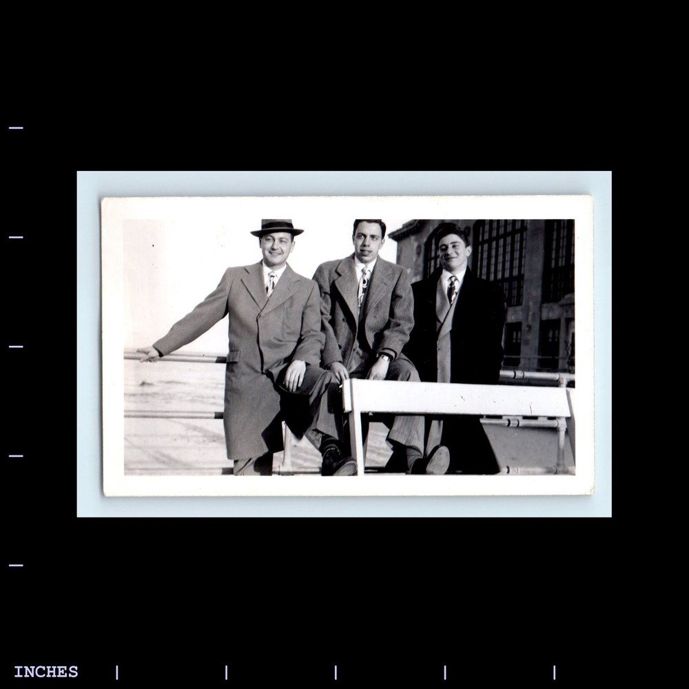 Old Vintage Photo MEN STANDING ON PIER BOARDWALK