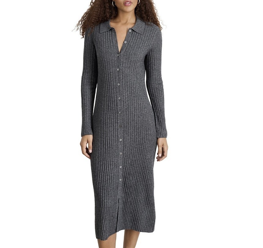 Alex Mill Alice Button Front Rib Knit MIDI Dress