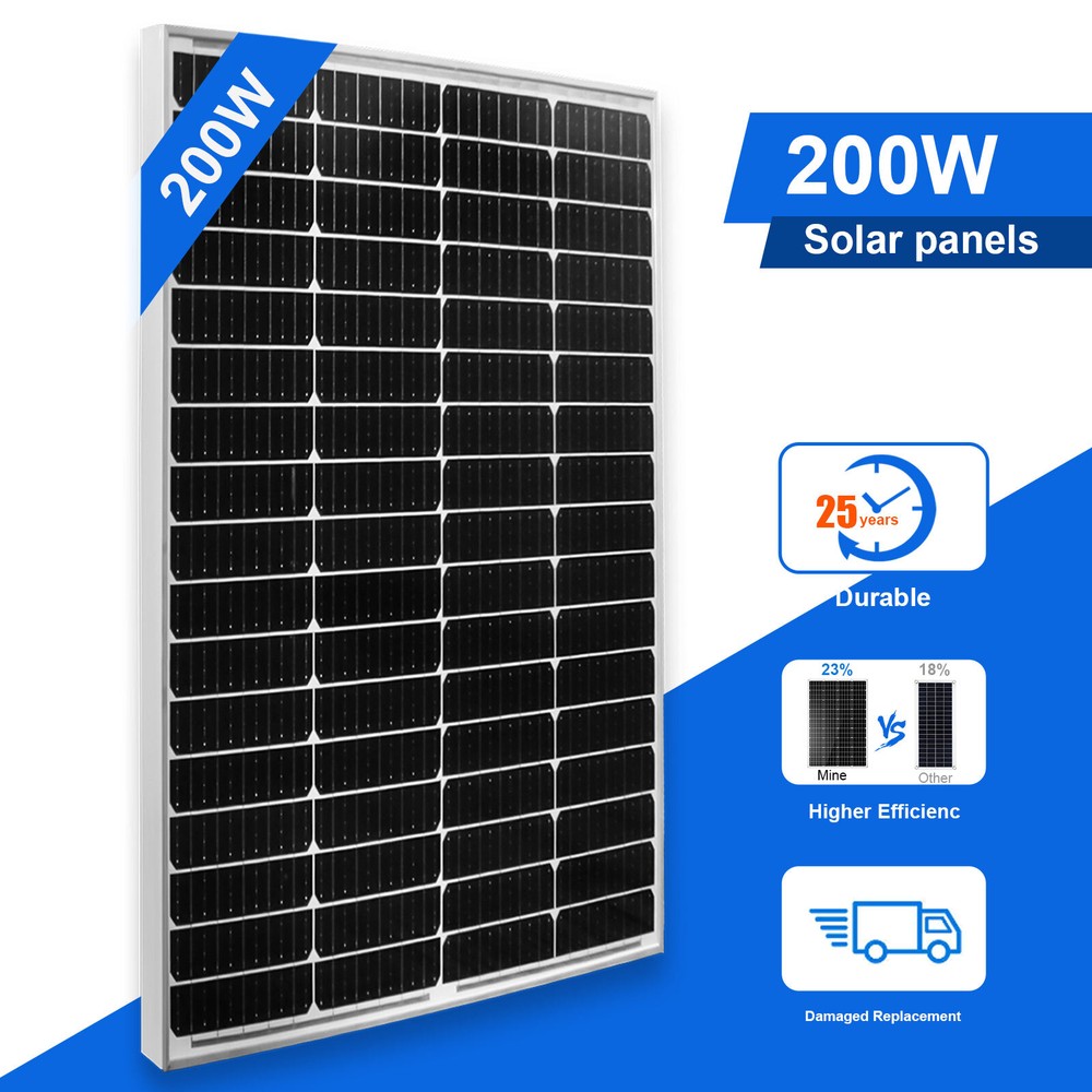 200W 12V Monocrystalline Solar Panel High Efficiency for Boats RV Off-Grid