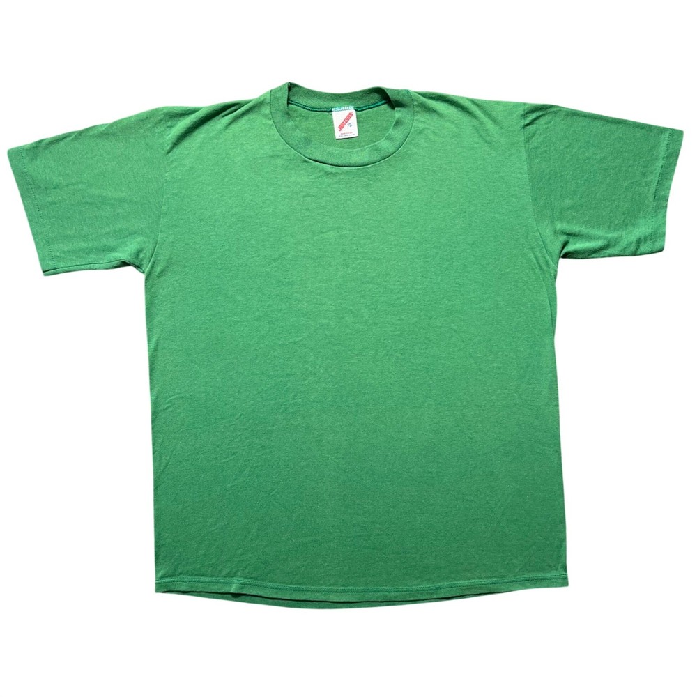 Vintage 80s 90s Jerzees Blank Green T Shirt Mens XL Single Stitch Made in USA