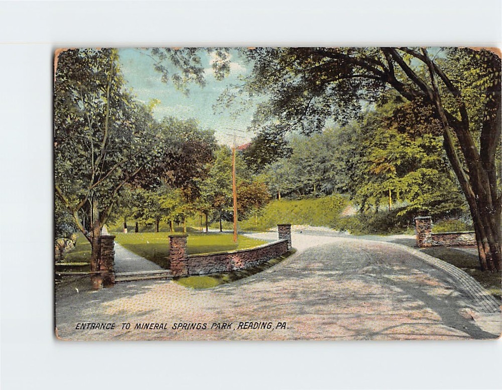Postcard Entrance To Mineral Springs Park Reading Pennsylvania