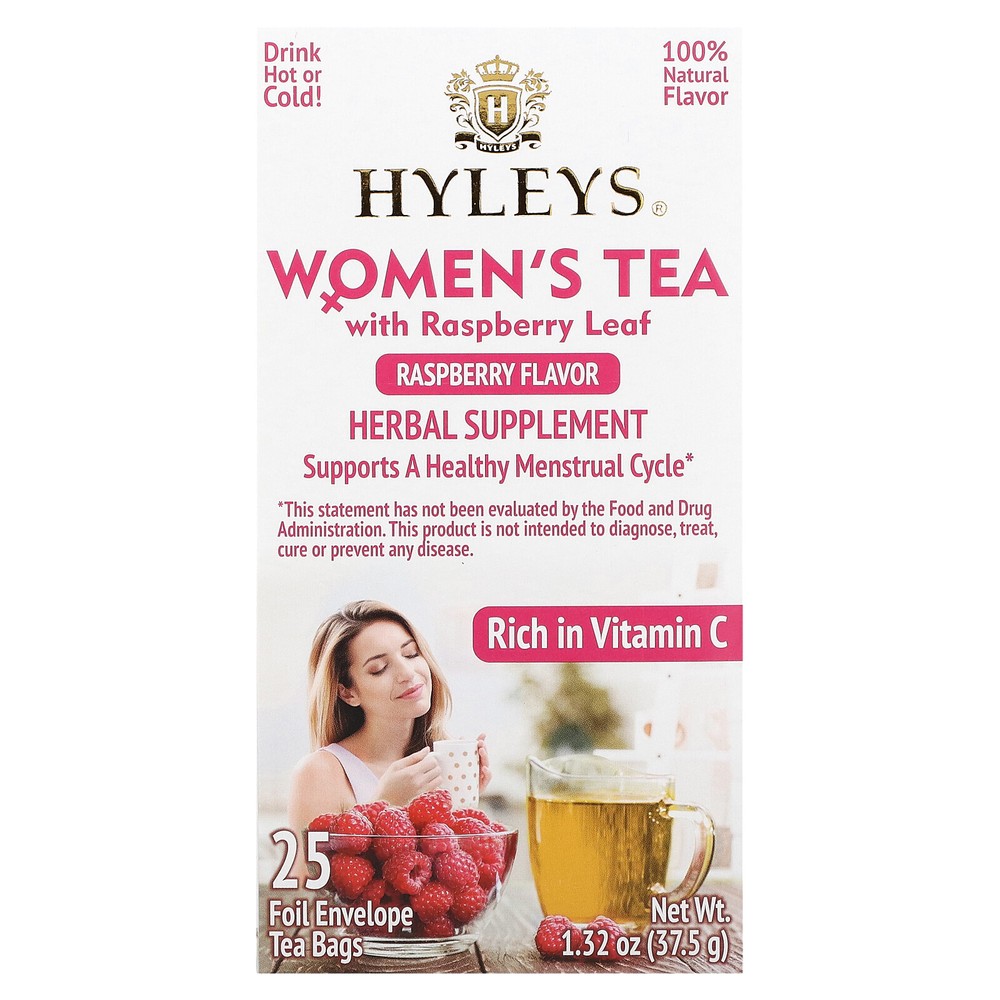 Women's Tea with Raspberry Leaf, Raspberry, 25 Foil Envelop Tea Bags, 0.05 oz
