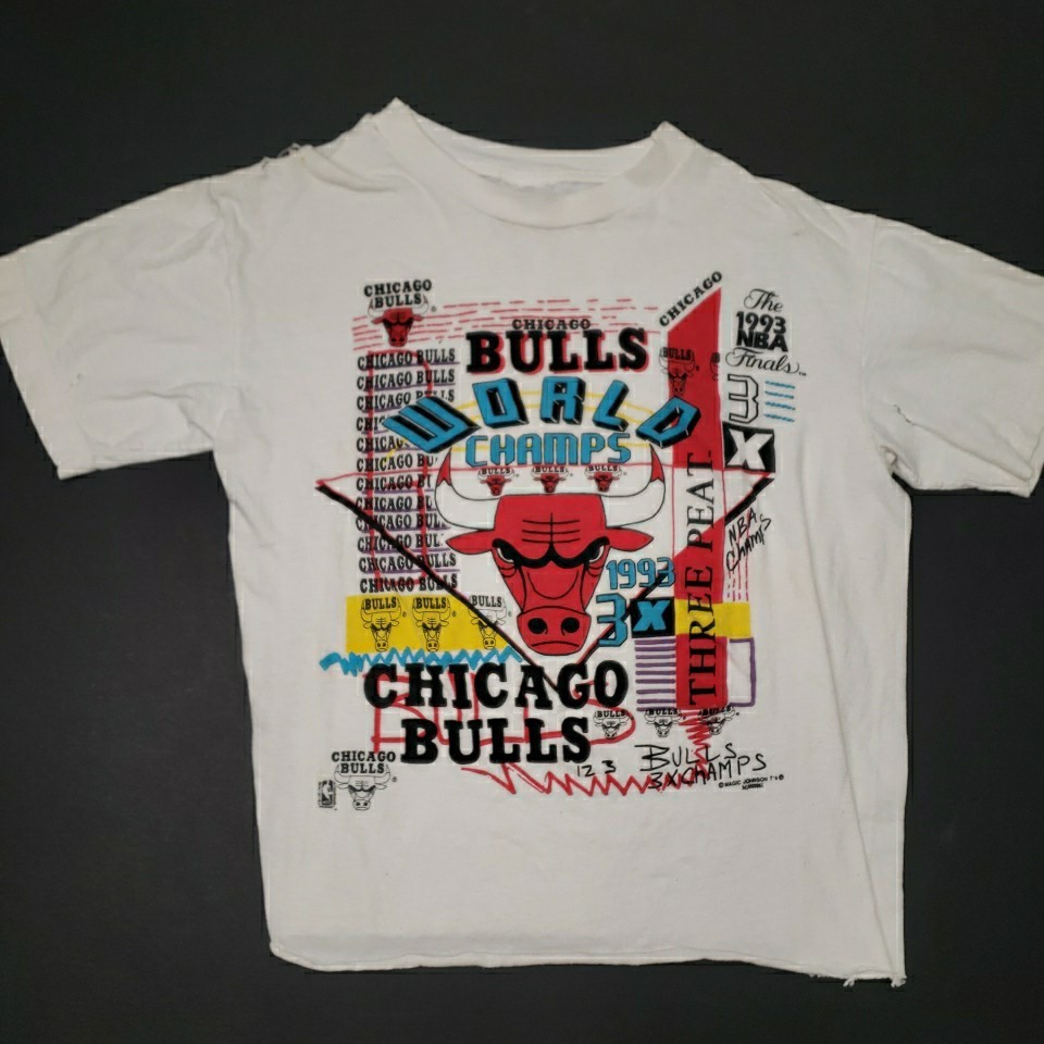Vintage Magic Johnsons T's Chicago Bulls 1993 Champs T-Shirt Single Stitch *READ