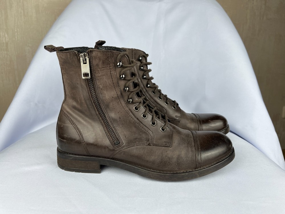 Diesel Leather Lace-Up Zipper Combat Boots Men's Sz EU 39 US 7 UK 6 CM 24 Unisex