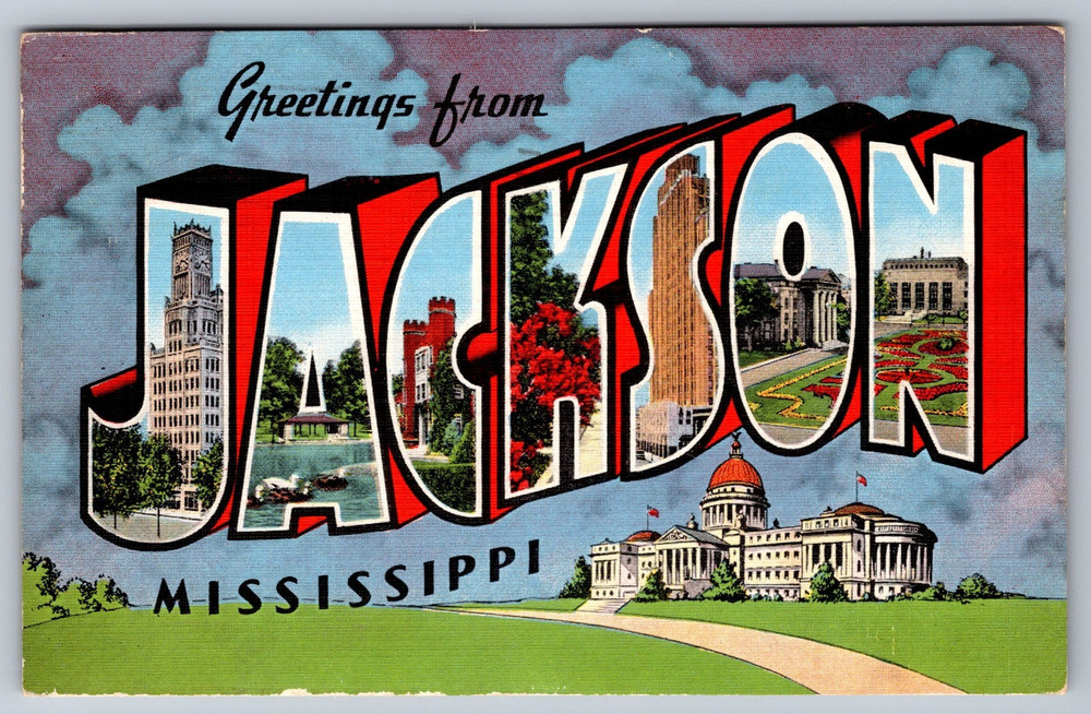 Greetings From Jackson Mississippi Large Letter Postcard