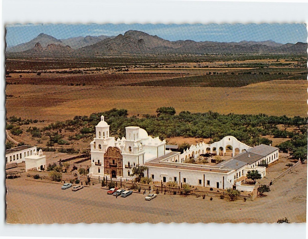 Postcard Aerial View San Xavier del Bac Mission Arizona