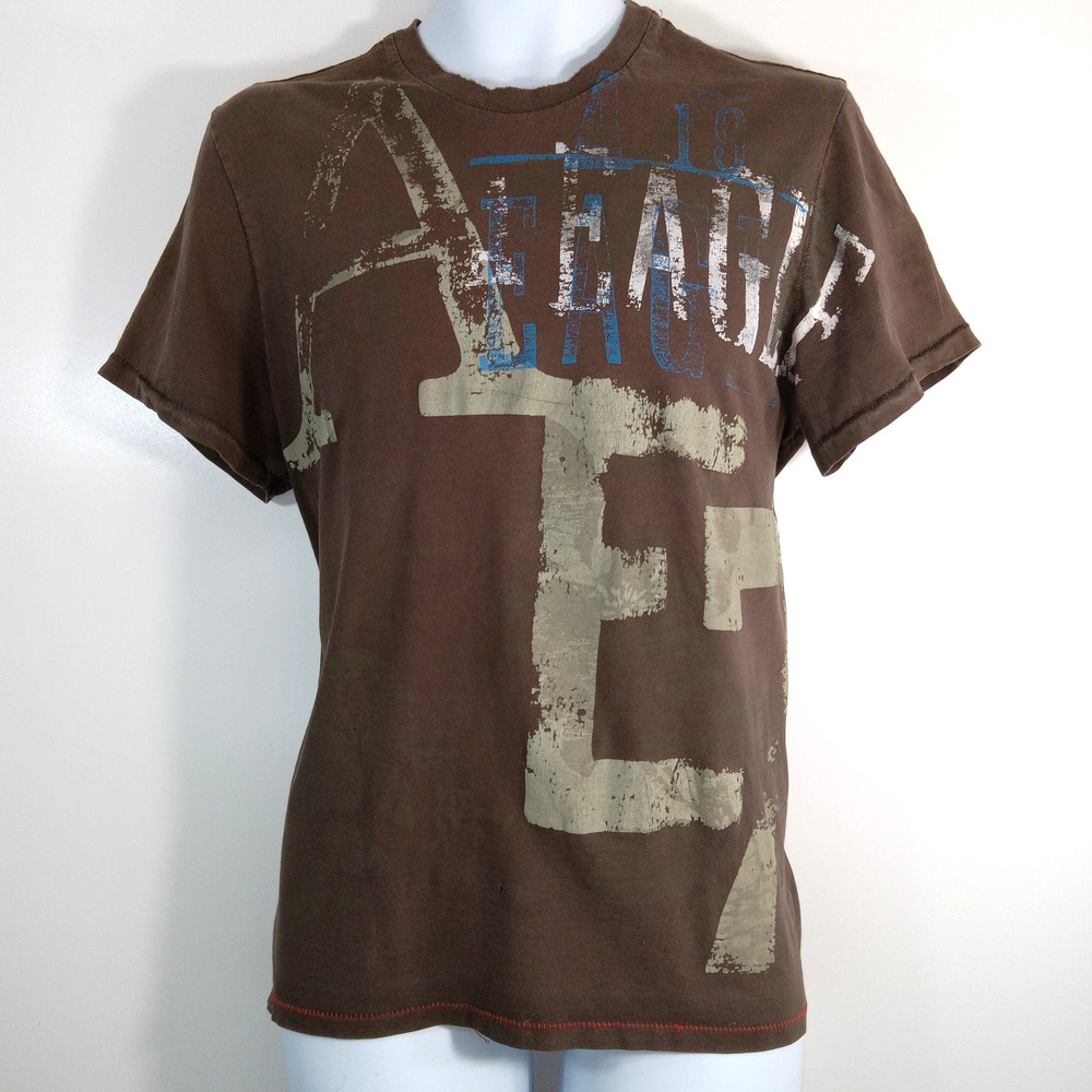 American Eagle Outfitters Mens Brown Vtg Fit Graphic T-Shirt Size M Distressed