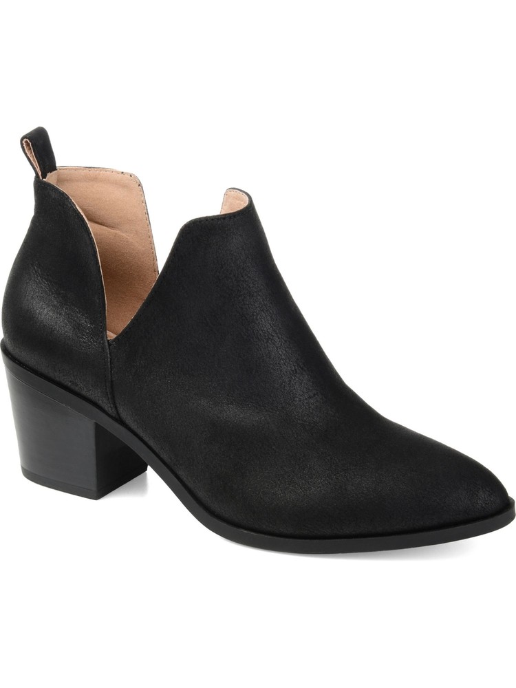 JOURNEE COLLECTION Womens Black Deep V  Lola Almond Slip On Booties 11