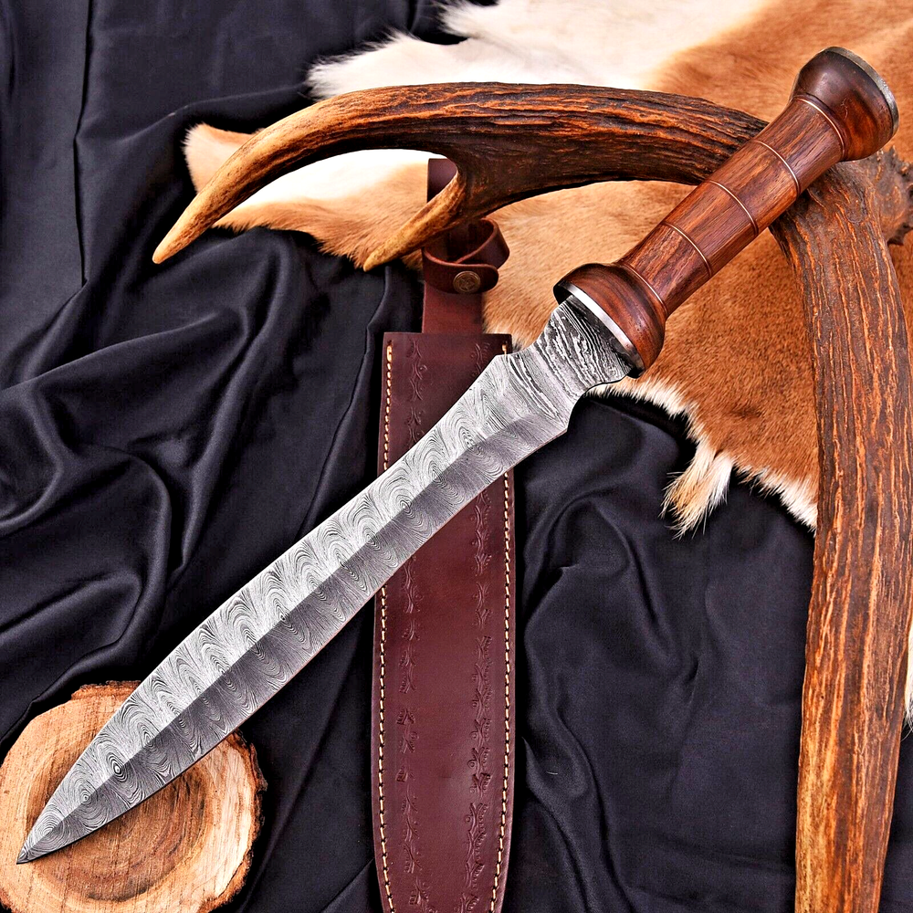 CUSTOM MADE HAND FORGED DAMASCUS STEEL GLADIATOR GLADIUS SWORD W WOOD HANDLE 735