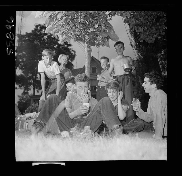 Photo:Teen Boys Drinking Outdoors 1930s Group Portrait Picnic