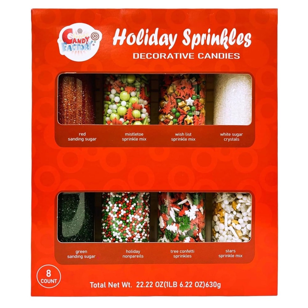 Holiday Sprinkles Set 8 Count 22.22Oz Different Types in Box, Cake - Cookies S