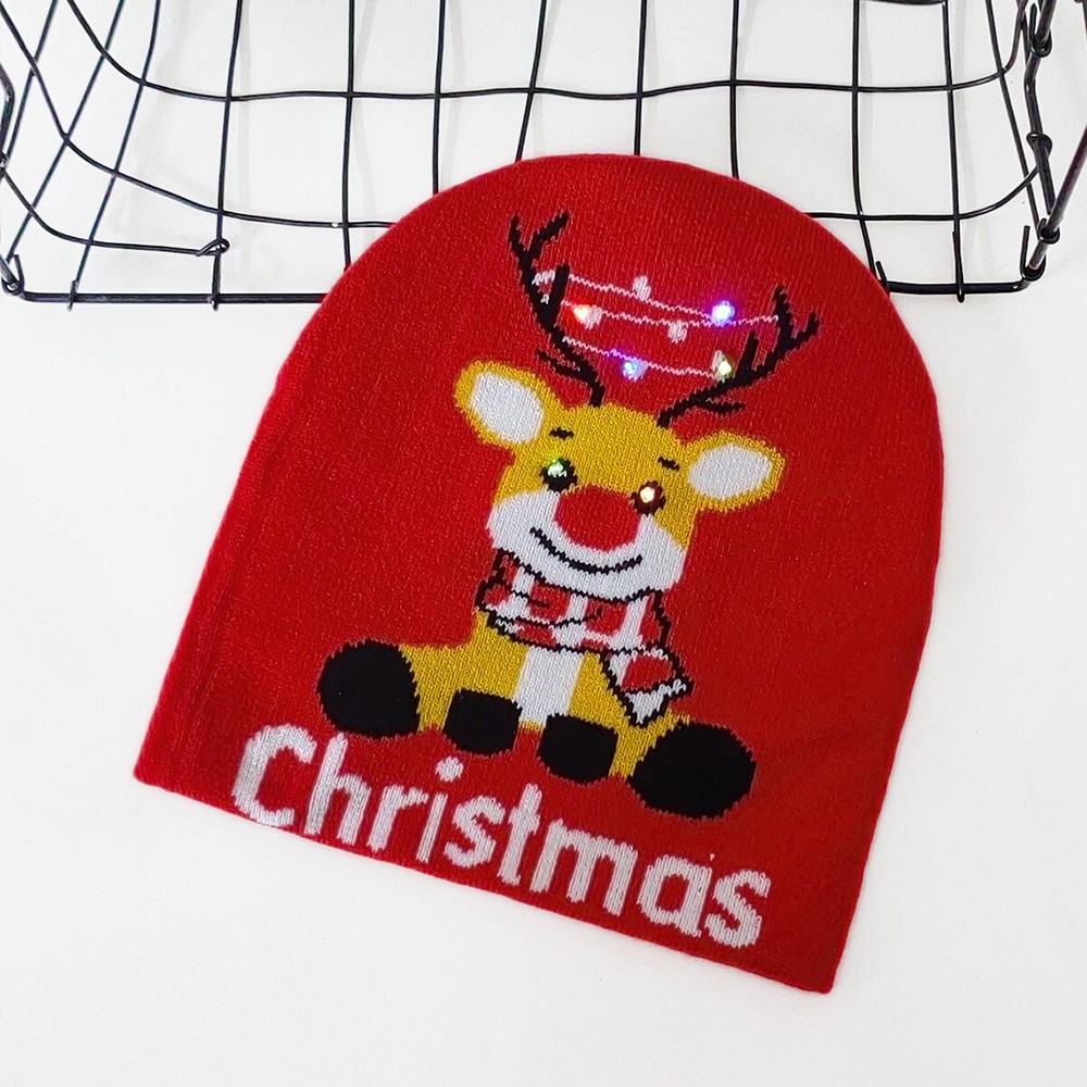 Festive Light-Up Christmas Beanie with Holiday Designs