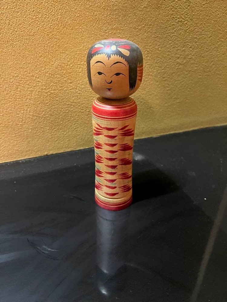 Kazuo Akiyama Kokeshi Doll Tsuruoka Handmade Vintage Folk Art Collectible