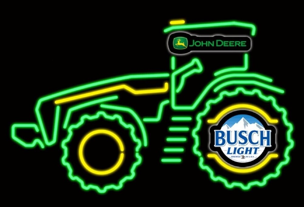 John Deere Farm Tractor Busch Light Beer LED Neon Light Lamp Sign With Dimmer