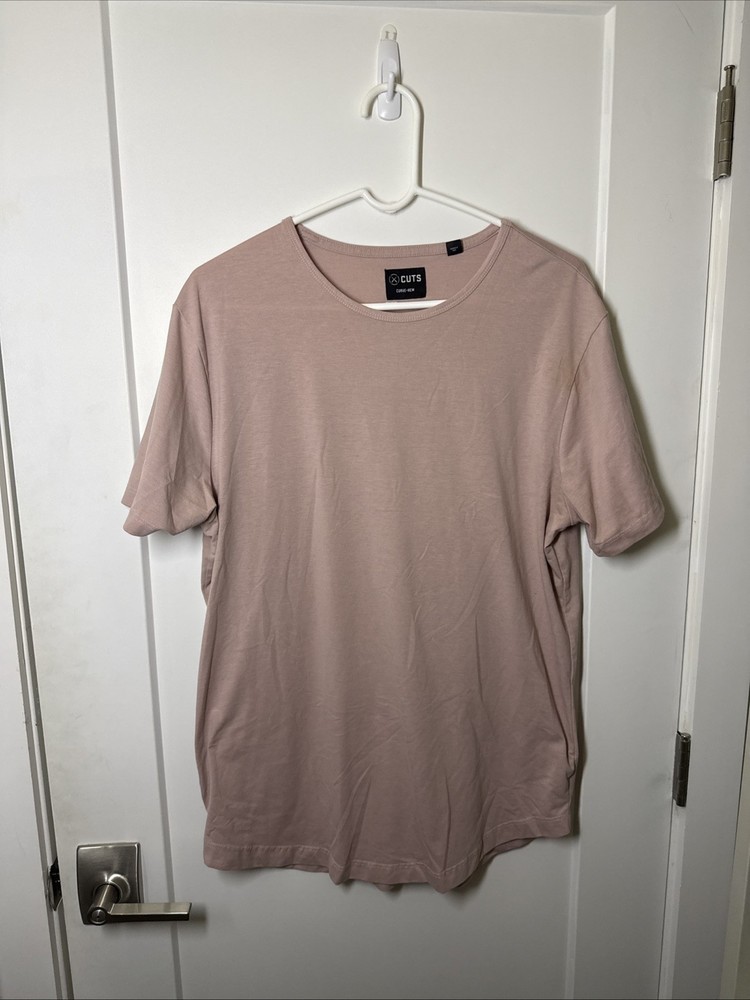 Men’s Xl Cuts Curve Hem Pink T Shirt