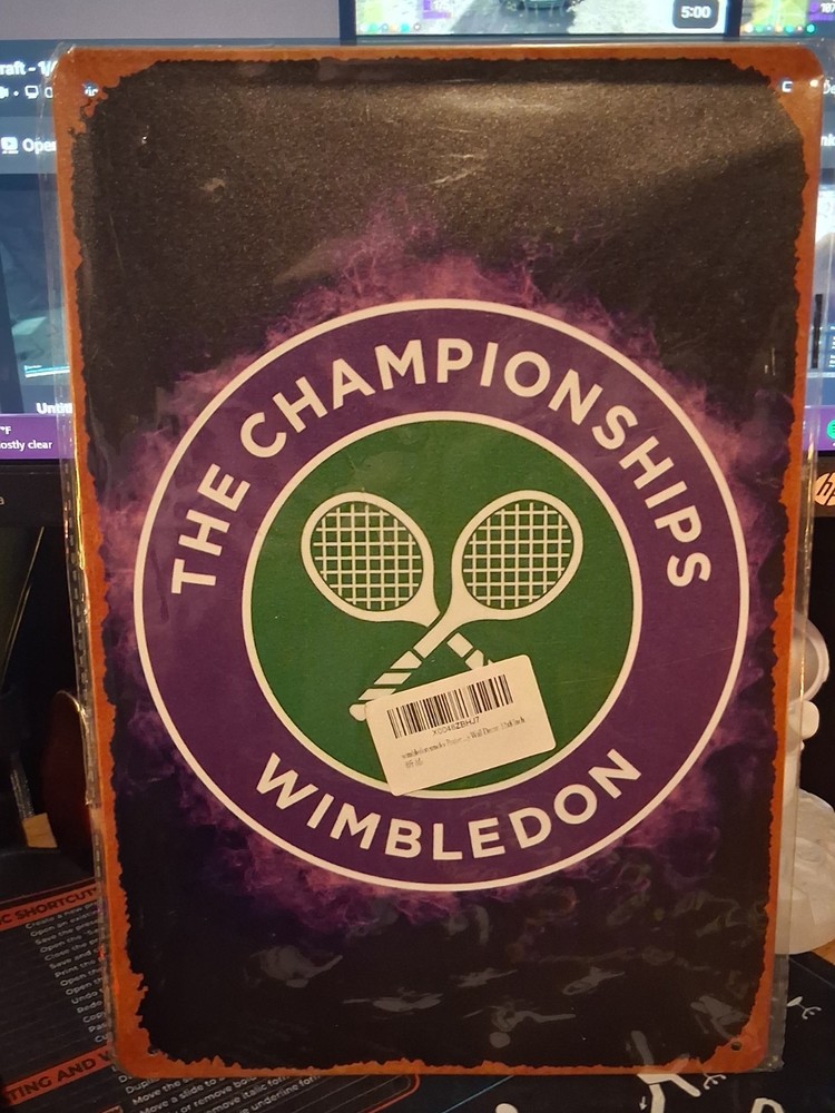 Wimbledon The Great Championships Grand Slam Tennis Fan Deco 12x8 Tin Metal Sign