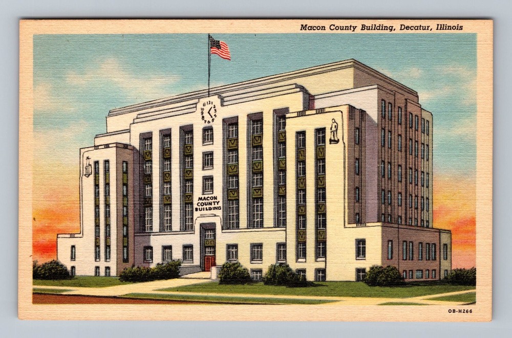 Decatur IL Illinois Macon County Building Vintage Postcard