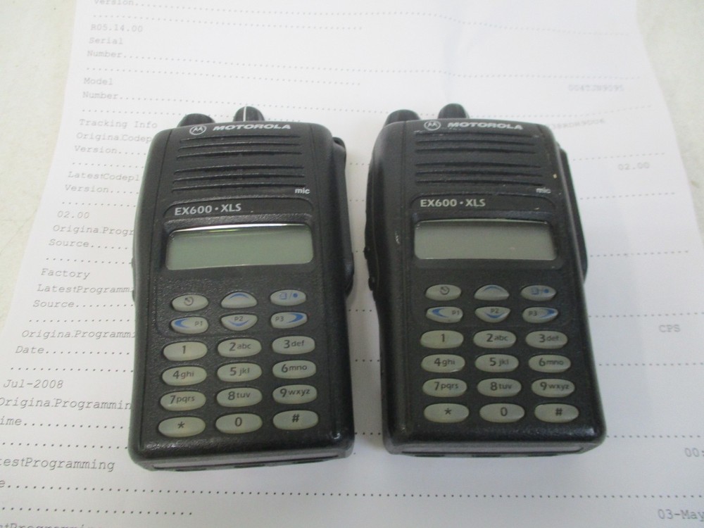 Set of 2 Motorola EX600 XLS UHF Radio 403MHz No Battery No Charger No Antennas
