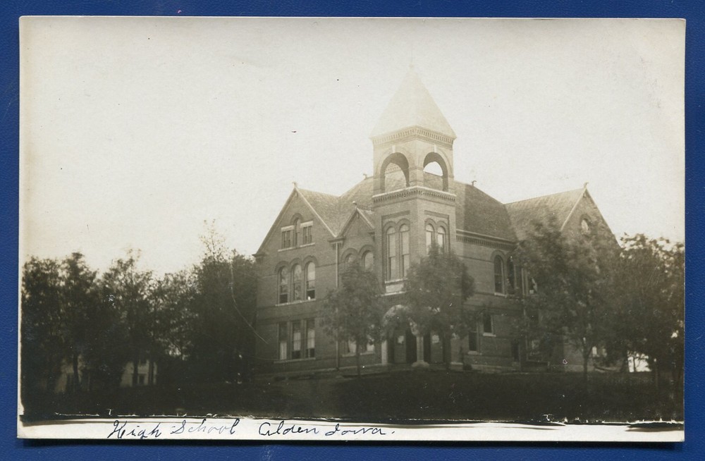 Alden Iowa ia High School real photo postcard RPPC