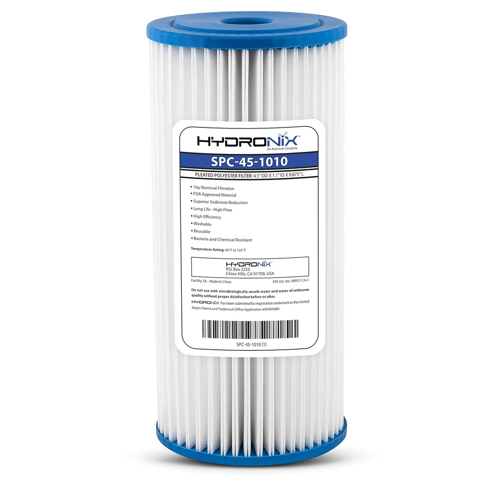 SPC-45-1010 Universal Whole House Sediment Pleated Water Filter, Washable and Re