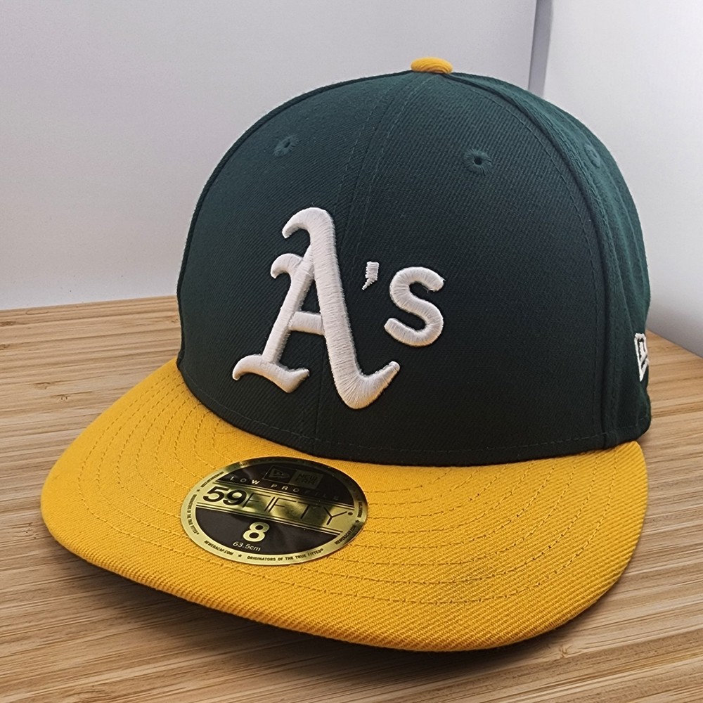 Oakland Athletics Fitted Hat, Green & Yellow Cap, Low Profile, New Era 5950, 8