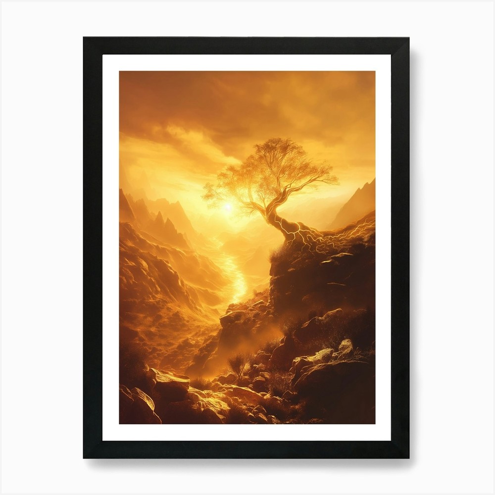 Lone Tree 5 Framed Canvas Art Print Wall Decor Picture