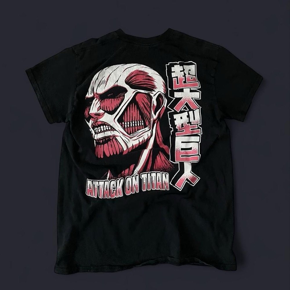 Attack on Titan Black Anime Graphic T-Shirt Manga Streetwear Size M