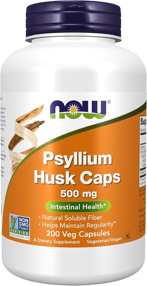 NOW FOODS Psyllium Husk 500 mg 200 Veg Capsules