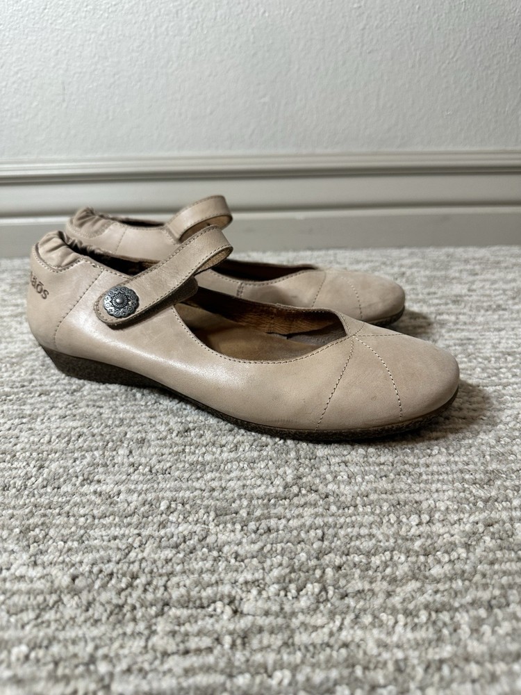Taos Mary Jane Leather Flats Women’s 8.5 EU 39 Taupe Comfort Shoes Casual Ballet
