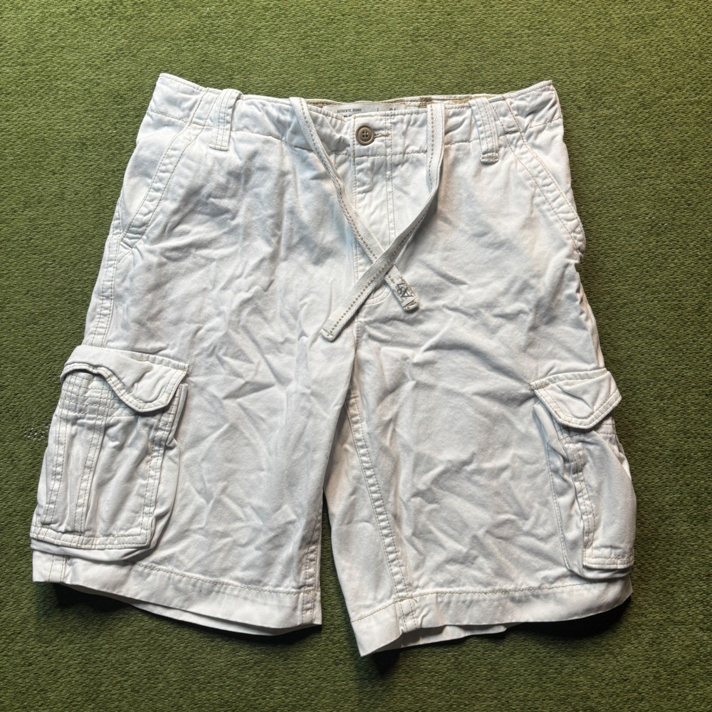 Aeropostale Y2K Cargo Shorts Mens 34 White Cotton Utility Pockets Baggy Summer