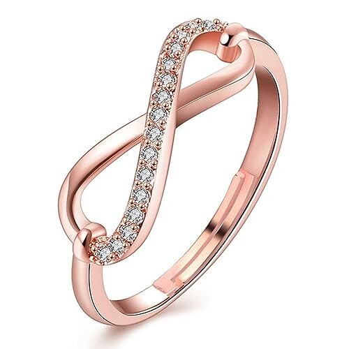 Rose Gold Plated Illuminating Adjustable Finger Ring for Women