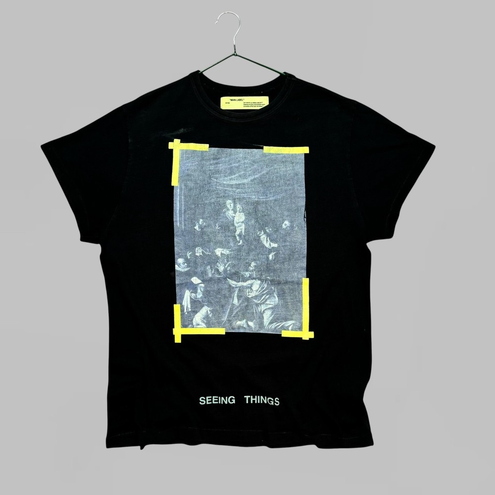 Off White 2013 Caravaggio Vintage Black Trashed T Shirt Size S-M